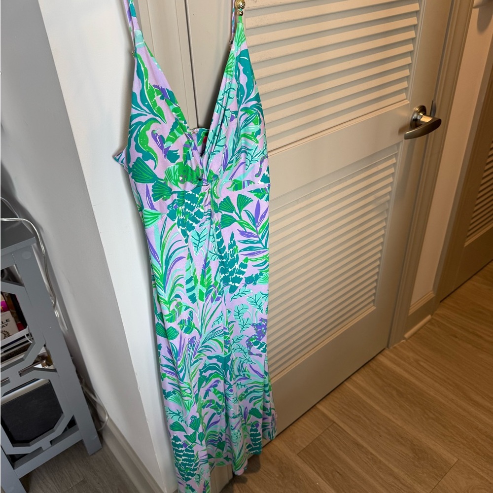 Lilly Pulitzer Quaid Midi Dress Purple Iris on the Chase